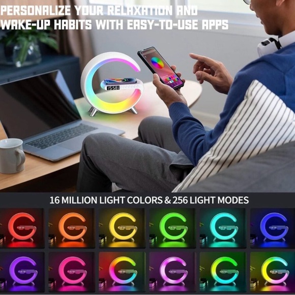 Smart Light & Sound Machine, Wireless fast charging with Digital Display
